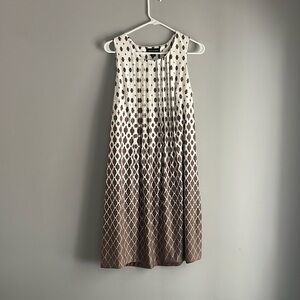 Perceptions cream and brown pattern dress size medium